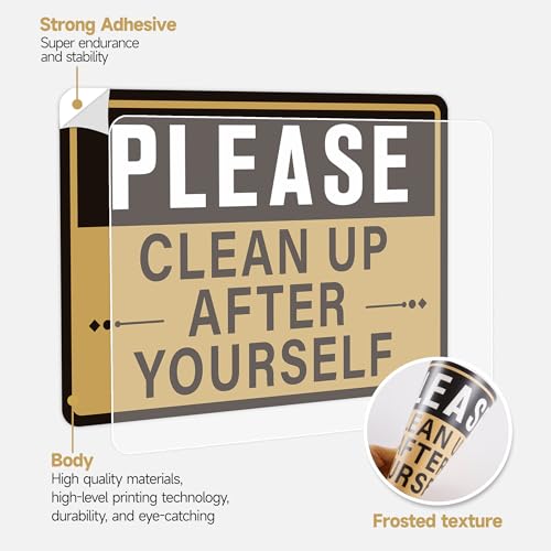 2PCS Clean Up 258 Self-Adhesive Bathroom & Kitchen Signs