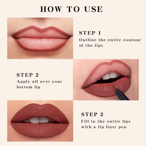 2-in-1 Matte Liquid Lipstick & Lip Liner Pen - Waterproof Longwear Nude