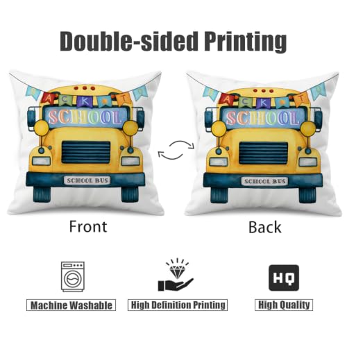 School Bus Throw Pillow Covers 18x18 Inch Set of 2 - Velvet