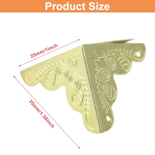 50 Pcs Gold Antique Box Corner Protectors 1"x1" for Furniture
