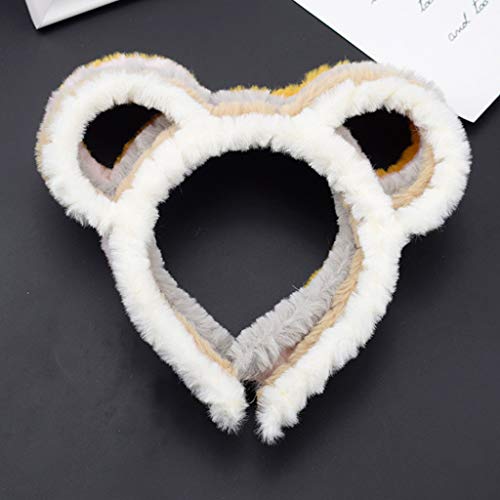 Caralin Plush Bear Ear Headband - Thick Stretchy Makeup Hair Hoop