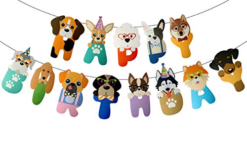 Happy Birthday Dog Letter Banner - Cute Puppy Party Decoration