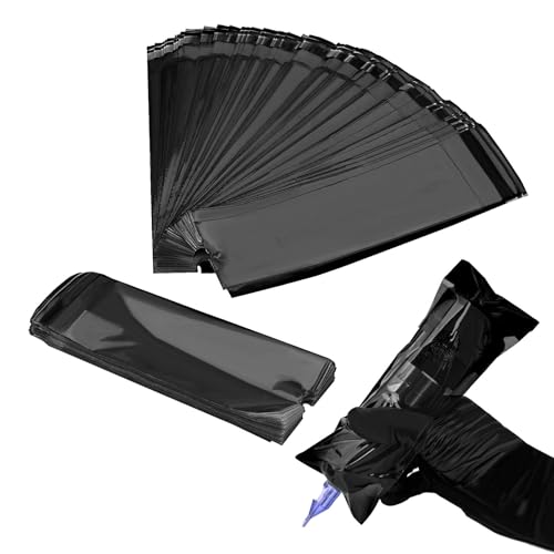 ATOMUS Tattoo Machine Covers with Self-Adhesive Strip 100pcs Black