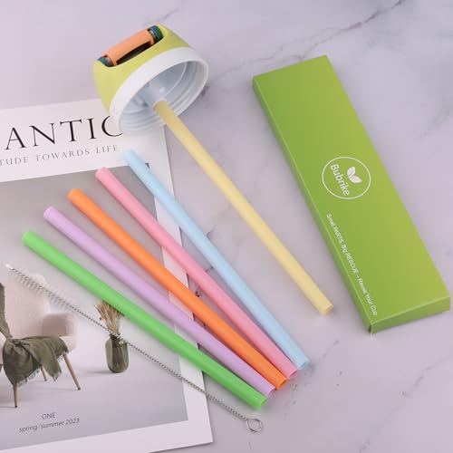 Bubrike Replacement Straws for Owala FreeSip & Sway Water Bottles - 6 Colors, Pink, Blue, Purple, Orange, Yellow, Grass Green, BPA-Free, Includes Cleaning Brush