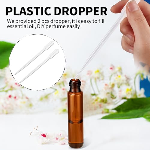 MixS Live 10ml Amber Glass Essential Oil Roller Bottles 5-Pack