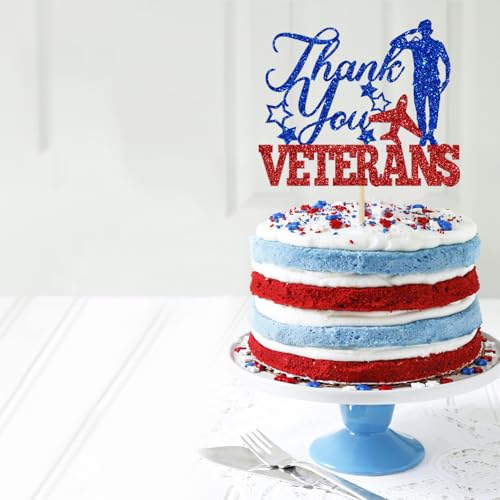 Thank You Veterans Cake Topper | Patriotic Party Decoration