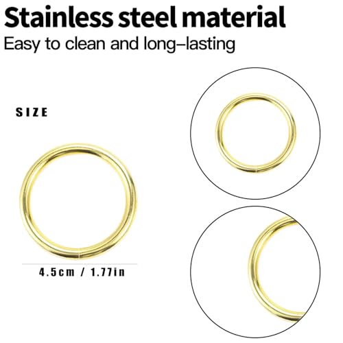 Gold Stainless Steel Napkin Rings - 10 Pcs Round Set for Table Decor