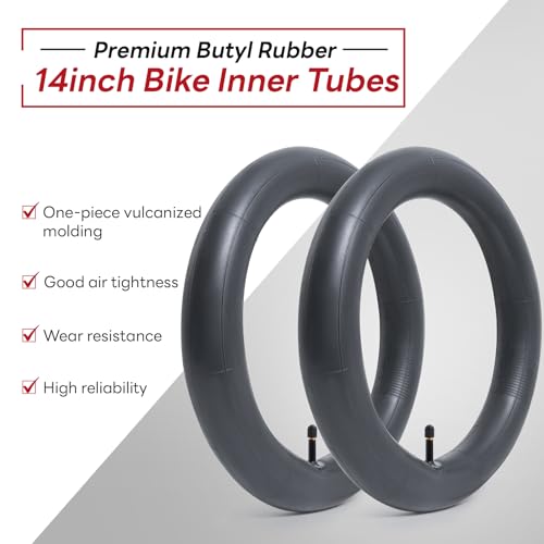 14x1.75/1.95/2.0/2.10/2.125 Inch Bike Tubes, 14" Replacement Bicycle Tubes (2 PCS), Reliable 14 x 1.75-2.125 Bike Inner Tubes AV32mm Schrader Valve for City/Road/Kids/Mountain Cycling Scenarios