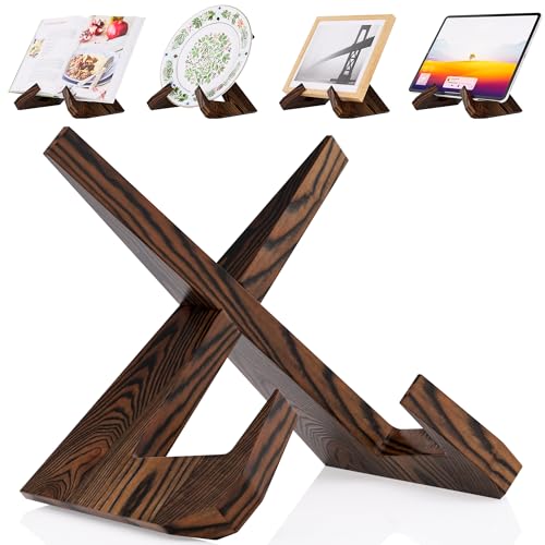 CeleVista Cookbook Stand - 6.5in Rustic Brown Book Holder for Kitchen