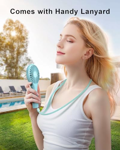 TriPole Portable Mini Handheld Fan - Rechargeable Personal Fan, Blue