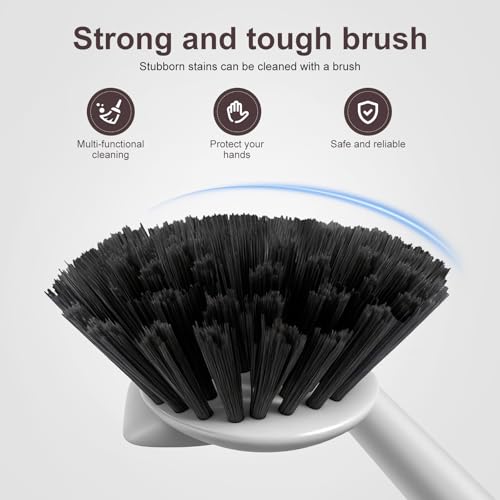 Dish Brush Set - 2 Pack with Ergonomic Handle & Built-In Scraper