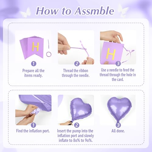 Lavender and Silver Birthday Party Decoration Kit with Balloons