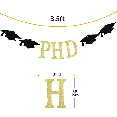 2026 PHD Graduation Party Banner - Gold & Black Glitter Decor