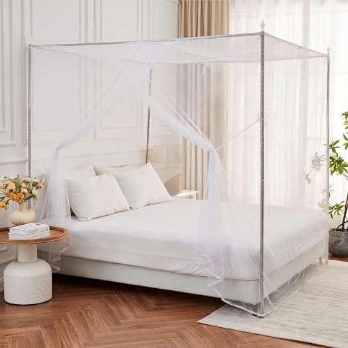 White Mosquito Net for Bed - Single to Queen Size Canopy, 35"W x 75"L, One Side Opening