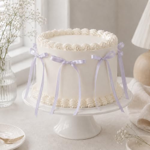 Purple Satin Ribbon Bows - 30 Pack Pre-Tied Cake Toppers