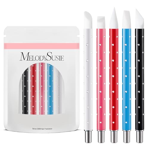 MelodySusie 5-Piece Silicone Nail Art Sculpture Pen and Brush Set