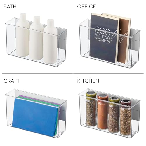 iDesign Magnetic Large Clear Plastic Organizer Bins, 2-Pack