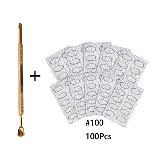 Yimart Double Head Cuticle Pusher with 100pcs Self-Adhesive Sandpaper
