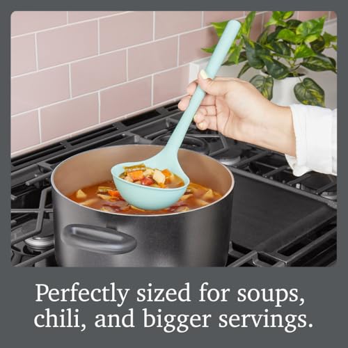 Tovolo Flex Core Silicone Soup Ladle - Aqua Heat Resistant Kitchen Utensil