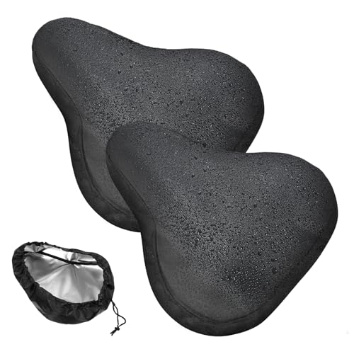 2 Pcs Waterproof Bicycle Seat Cover Bike Cushion Covers Duty Oxford Cloth Rain Cover Dustproof Sun & Wind Protection Bike Seat Covers for E-Bikes City Mountain Bicycle