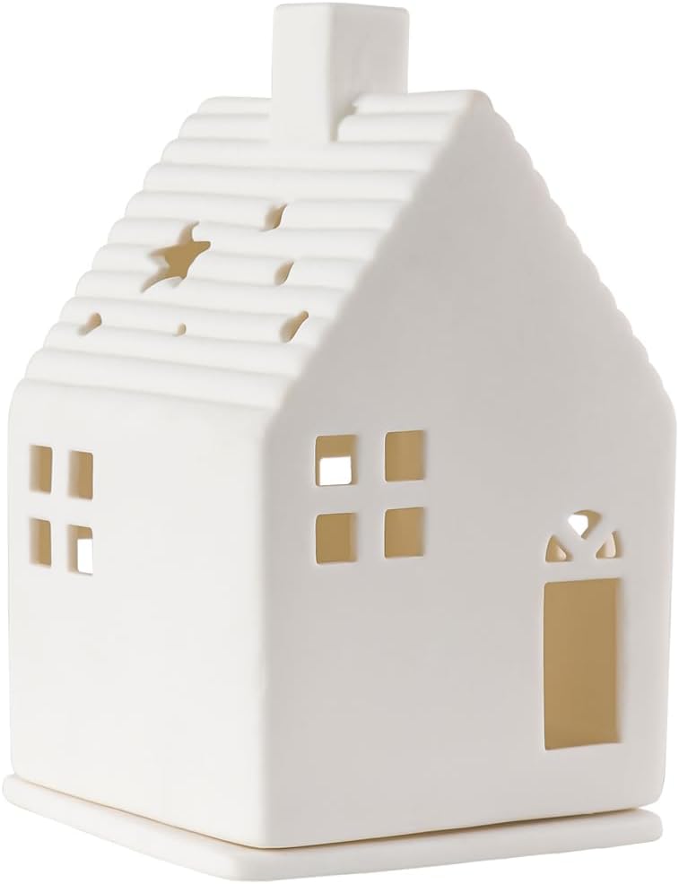 Tea Light House | Ceramic White Removable Design for LED Tea Light - Two-Part Structure