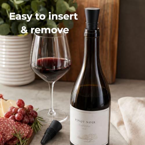 Rabbit Black Wine Bottle Stoppers Set of 2 - Airtight Seal