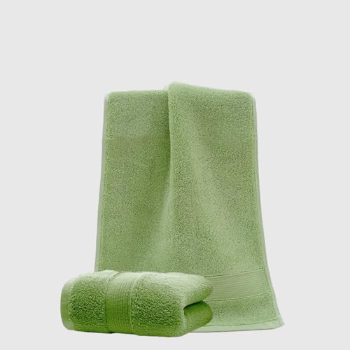 JININQ 2 Pack Green Cotton Hand Towels 13.4 x 29.5 inches, Soft & Absorbent Set for Bathroom & Gym
