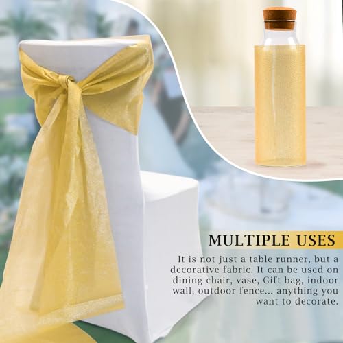 Gold Table Runner 11x108 Inches - 2 Pack, Wedding Party Decor, Gold Sand Variation