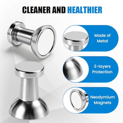 MIKEDE Strong Refrigerator Magnets, Silver Push Pin Magnets (30 Pack)