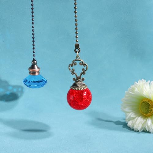 PATIKIL 12-Inch Ceiling Fan Pull Chain - Decorative Diamond Pendant, Sky Blue