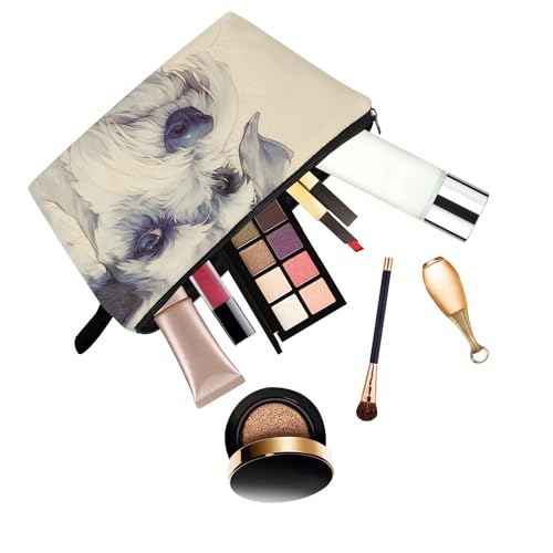Schnauzer Print Makeup Bag Cartoon Cosmetic Pouch for Women