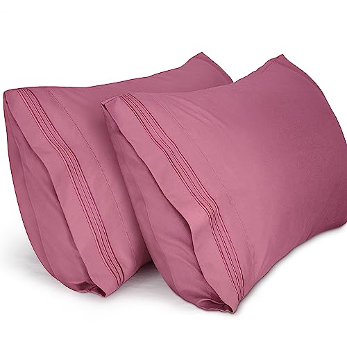 Lirex Standard Pillow Cases, Set of 2 Ultra-Soft Microfiber - Mauve Pink