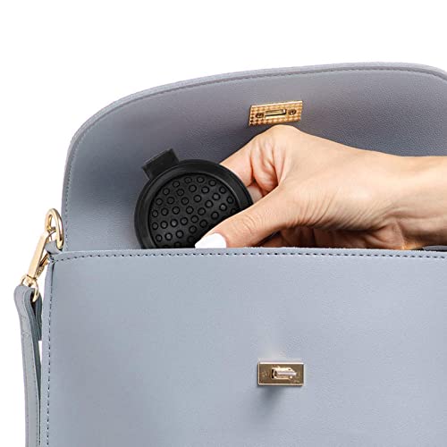 Serrale Folding Travel Hair Brush with Mirror Compact Mini Round Comb Black