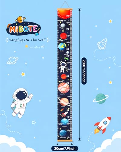 MIBOTE Kids Growth Height Chart - Removable Canvas Ruler, 79" x 7.9"