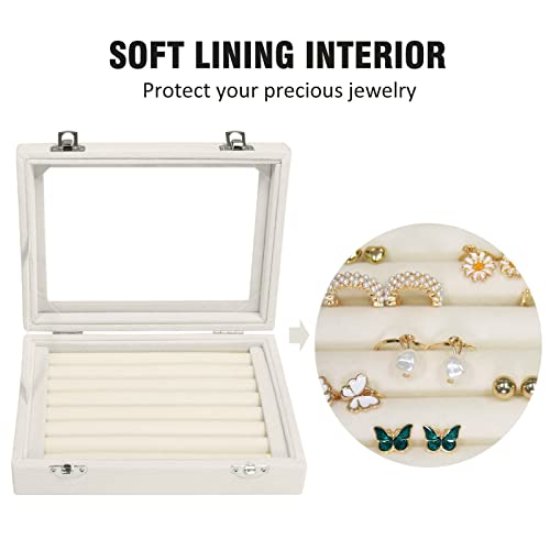 Vicoter Velvet Jewelry Organizer Tray - 7 Slot Earring & Ring Storage Box