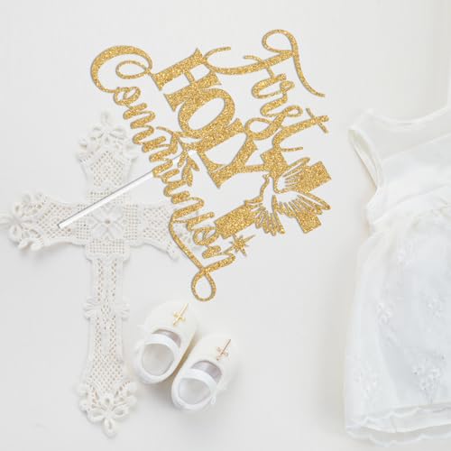 Gold Glitter First Holy Communion Cake Topper - Mi Primera Comunion