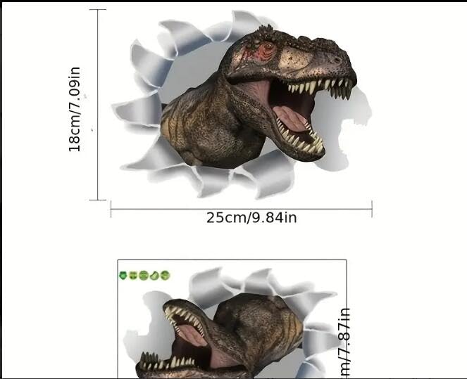 3D Dinosaur Toilet Lid and Tank Decal - Self-Adhesive Bathroom Wall Sticker