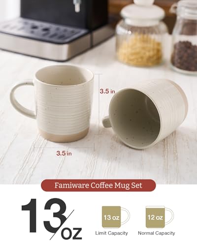 Constellation-Beige Coffee Mug Set of 6 - 13oz Ceramic Cups with Handles