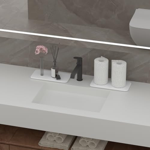 YEECOPON White Ceramic Bathroom Soap Tray 8.3 x 3.9-inch Rectangular Vanity Stone