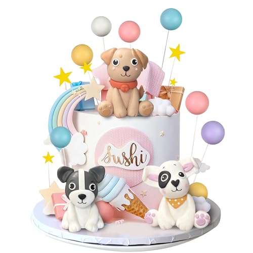 29Pcs Dog Cake Topper Set with Stars Clouds Balls Birthday Party Decor