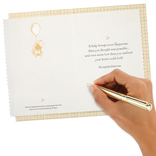 Hallmark Winnie the Pooh Baby Shower Card with Wooden Keepsake Ornament