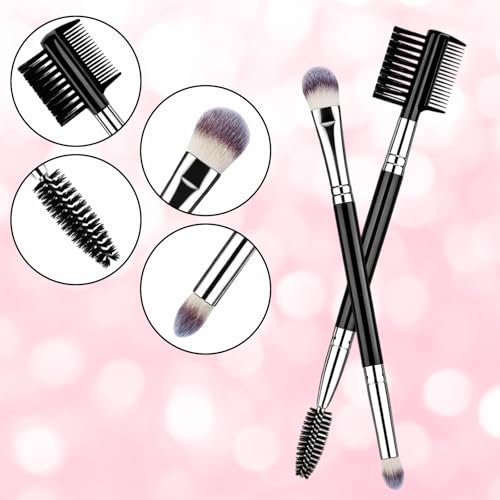 6Pcs Double-Sided Makeup Brush Set, Eyeshadow & Eyebrow Grooming Tools