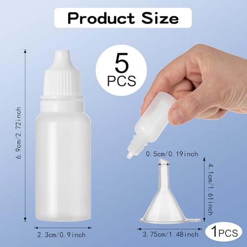 Plastic Dropper Bottles 15ml Squeezable Travel Containers with Funnel 6 Pcs