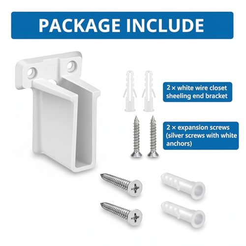 2 Pack White Plastic Shelf Brackets for Closet & Cabinet Support