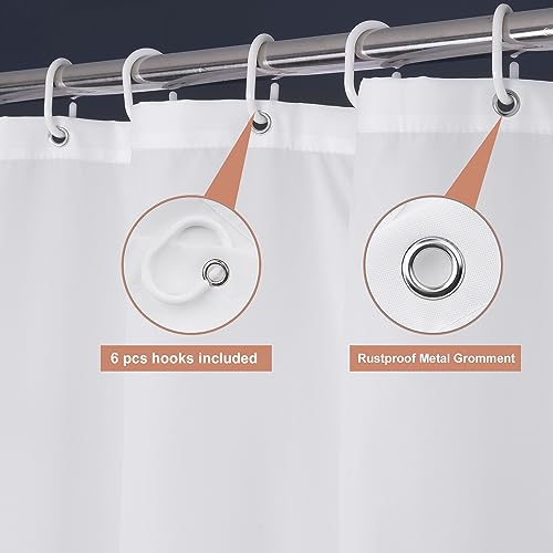 UFRIDAY White Fabric Shower Curtain Liner 36x72 inches with Hooks