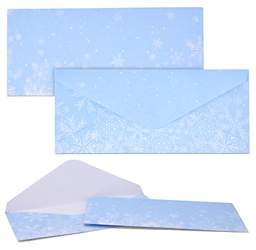 Christmas Snowflake Envelopes #10 Holiday Blue Winter Pack of 120