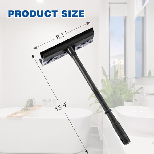 Bryquelin 2-in-1 Window Squeegee with Sponge and 15.9" Stainless Handle