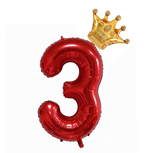 40 Inch Red Number 3 Balloon for 3rd Birthday Party
