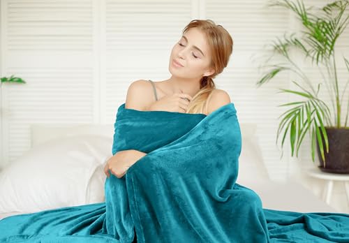 Utopia Bedding Full Size Turquoise Fleece Blanket - 90x84 Inch, Cozy & Lightweight for All Seasons