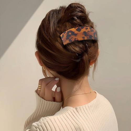 Tortoise Shell French Hair Barrettes for Thick and Thin Hair (5-Pack)